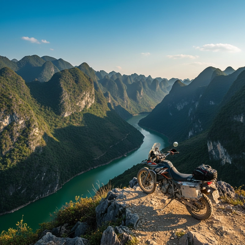 A perfect motorbike experience on the Hà Giang Loop, riding alongside the Nho Quế River_haiphongadventurecom_haiphong-tours