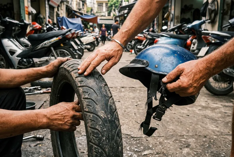 Scams To Avoid With Motorbike Rental Haiphong 7 Check tyres, brakes and helmet straps before renting