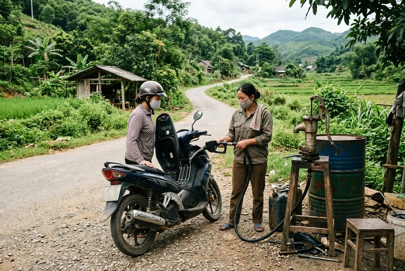 Fuelling up at a roadside station