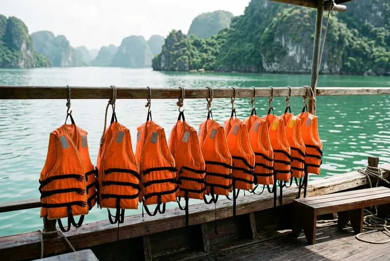 Life jackets on a tour boat, a key safety check before booking