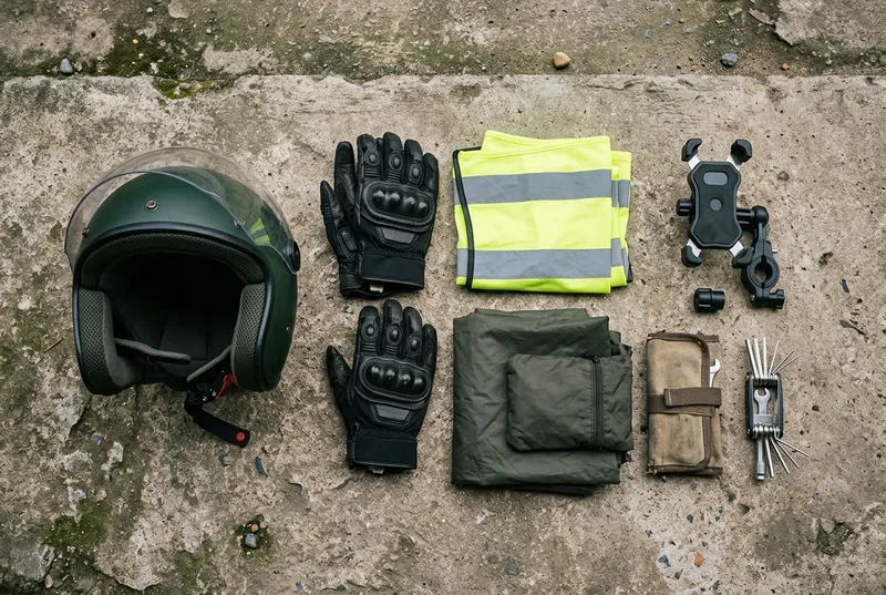 Riding gear for a Hanoi to Haiphong motorbike trip