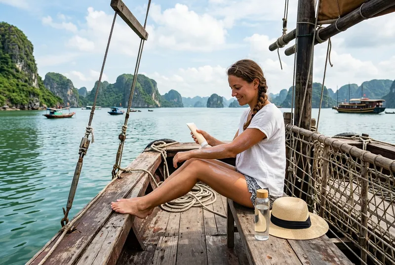 Review Of Popular Cat Ba Tours Activities Guide 10 Sun protection on deck makes any tour more enjoyable